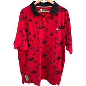 Notorious BIG Rapper Biggie Smalls Polo Shirt Red Crown Logo Sz XXL 2000s Diamon